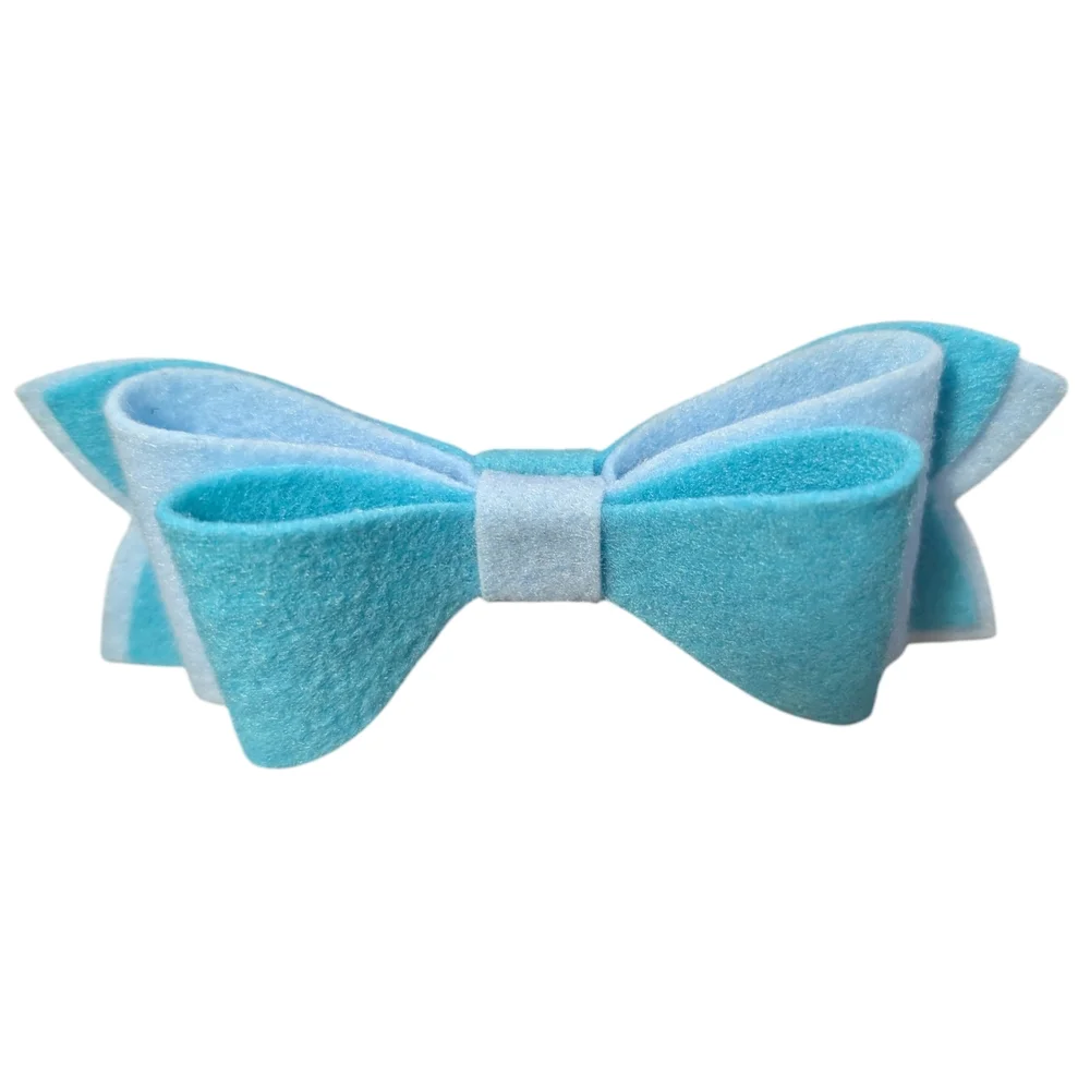 2 Tone Blue Felt Hair Bow Clip